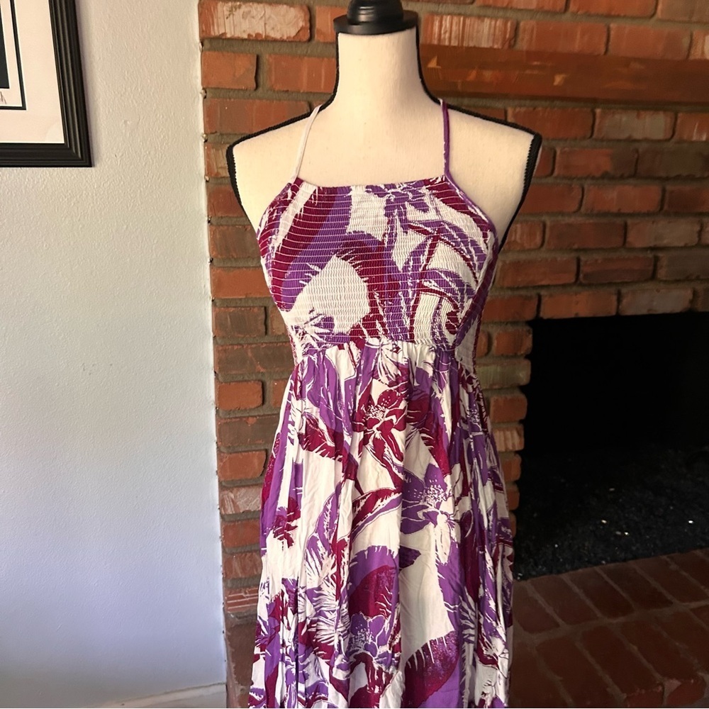 Free People Intimately Heat Wave Printed Maxi Slip Dress in Purple Sz XS - Picture 3 of 9